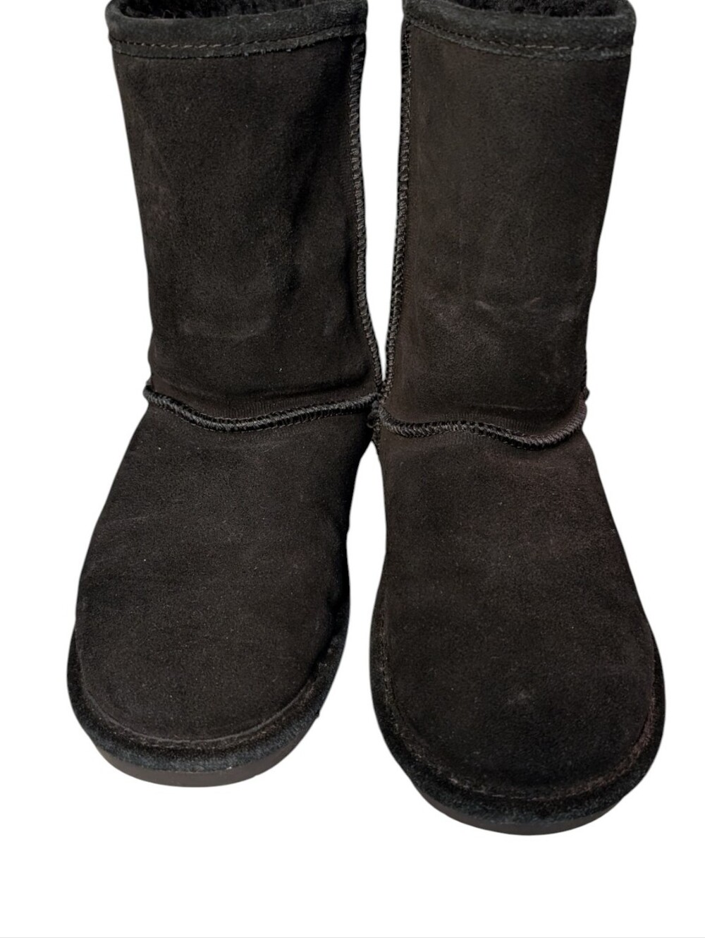 Bearpaw Emma Short black suede boot sheepskin wool blend lined size 7 Winter - Picture 9 of 10